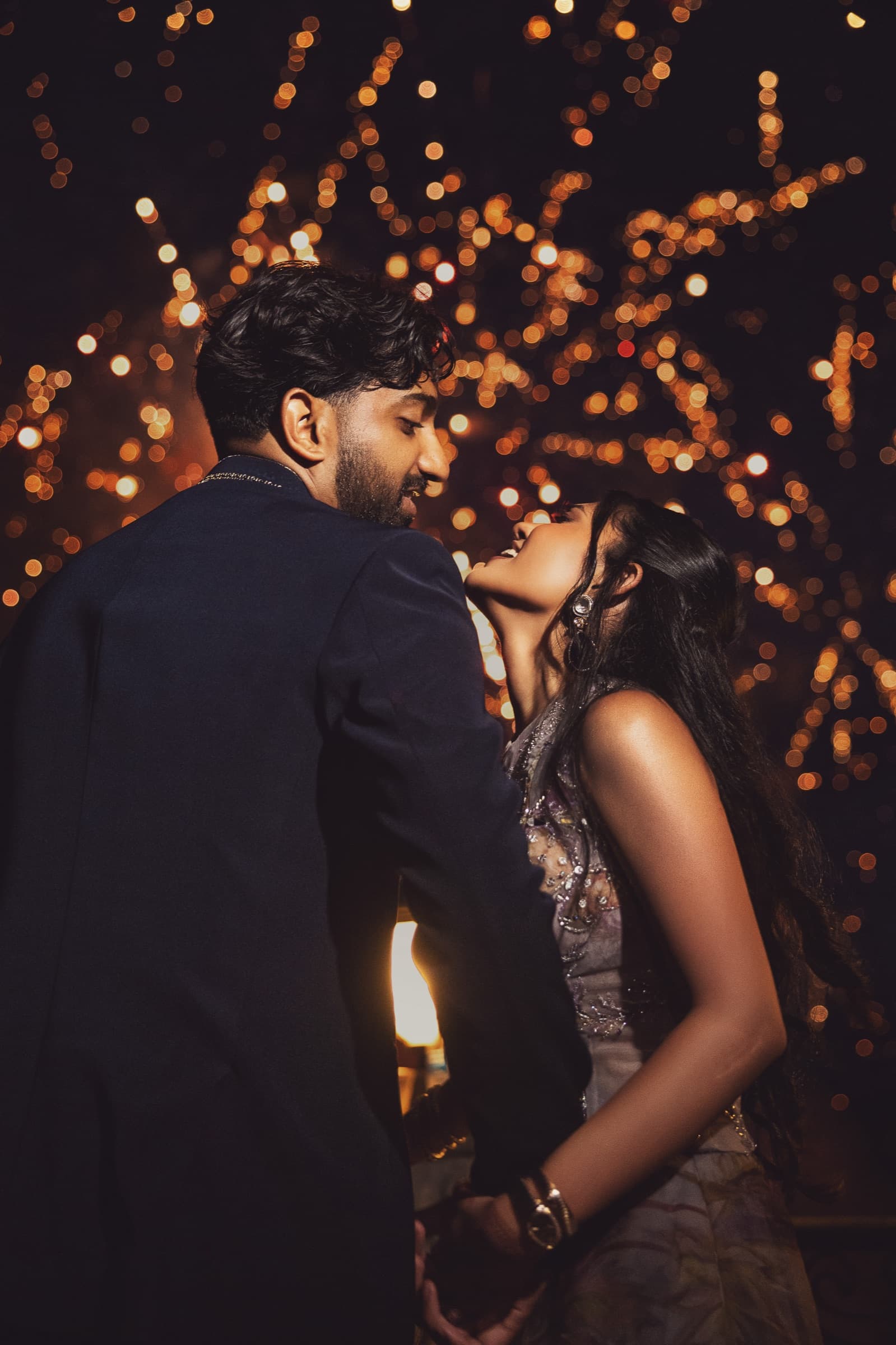 A portrait of Aniketa and Dhruv during their engagement celebration
