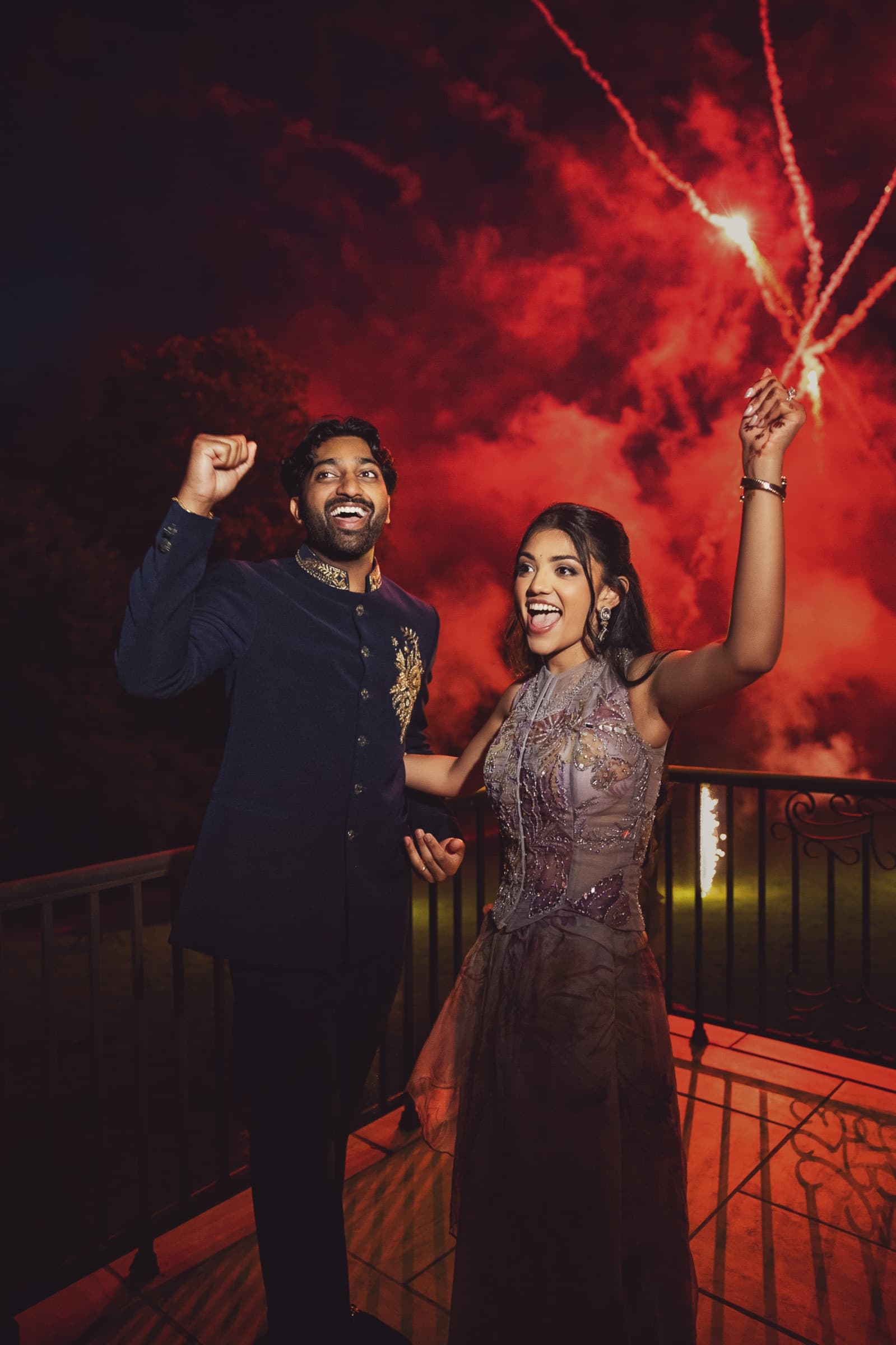 Aniketa and Dhruv at their engagement celebration in Columbia, MO