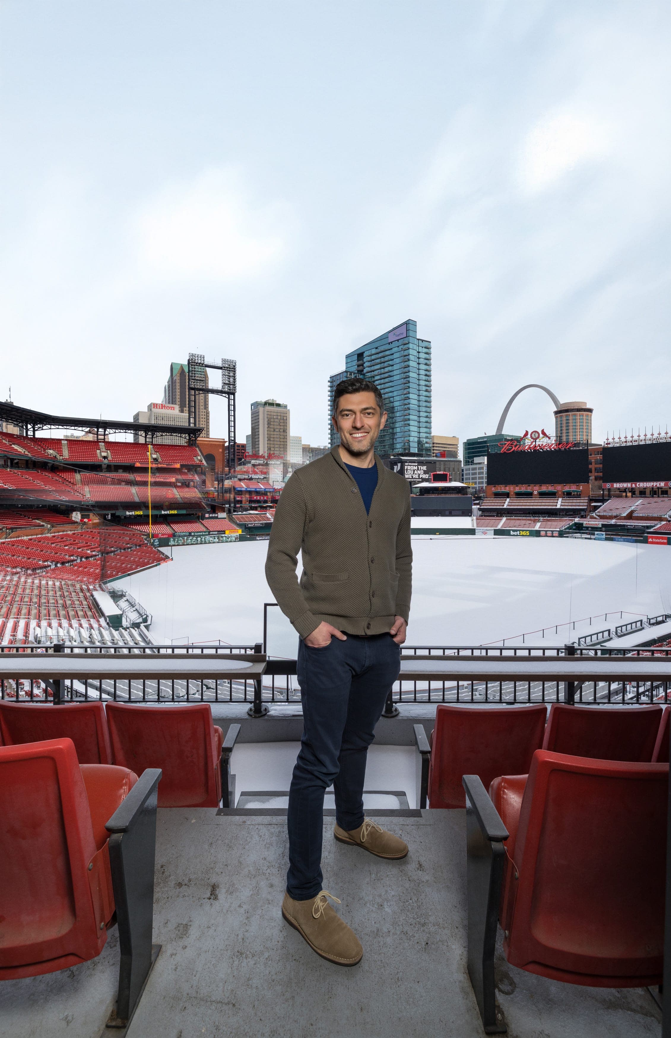 Behind the Lens with Chaim Bloom at Busch Stadium. Photo by Zach Dalin, St. Louis photographer.