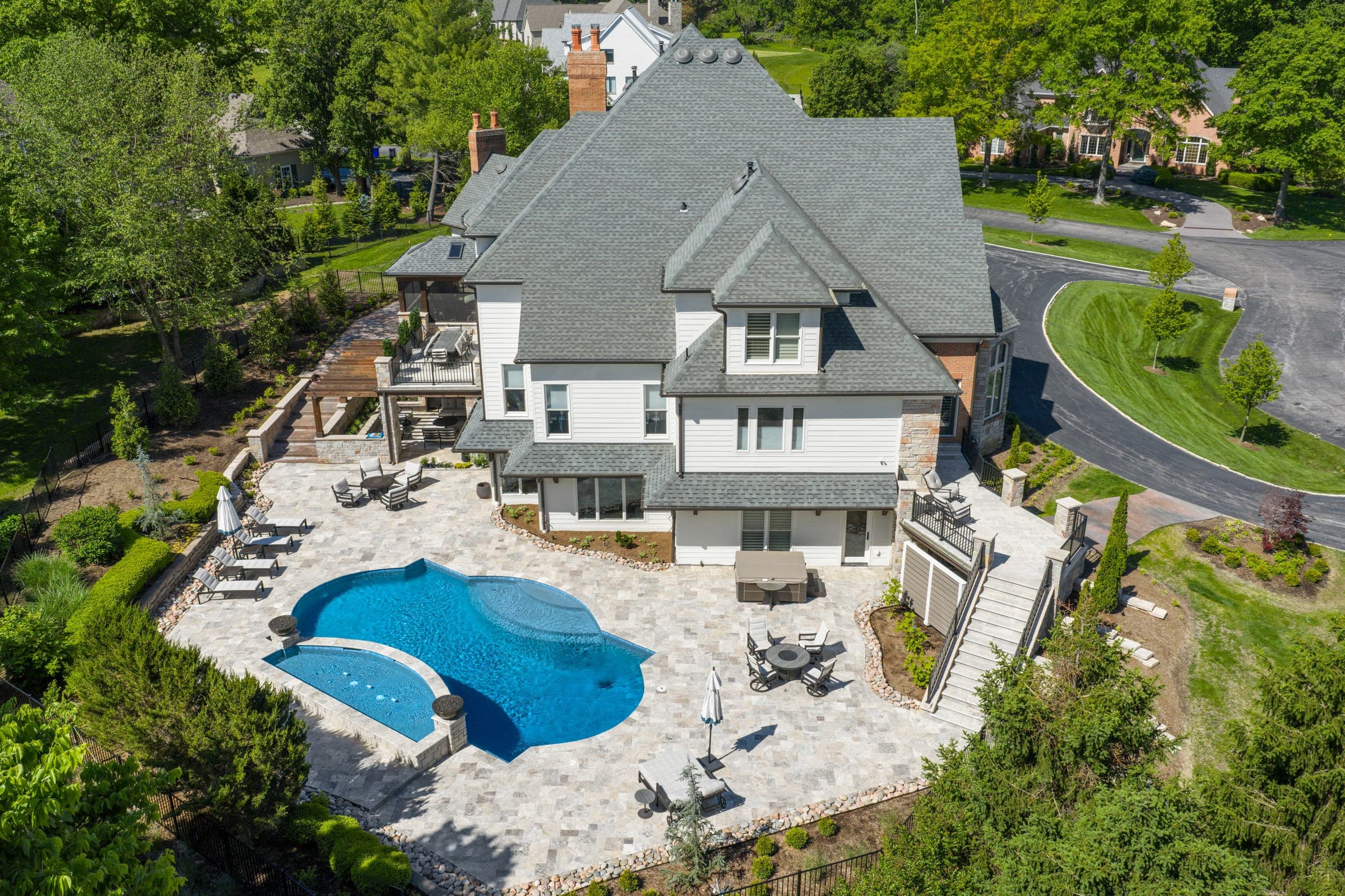 Backyard Pool Photography for a Chesterfield Home Build. Photo by Zach Dalin, St. Louis photographer.