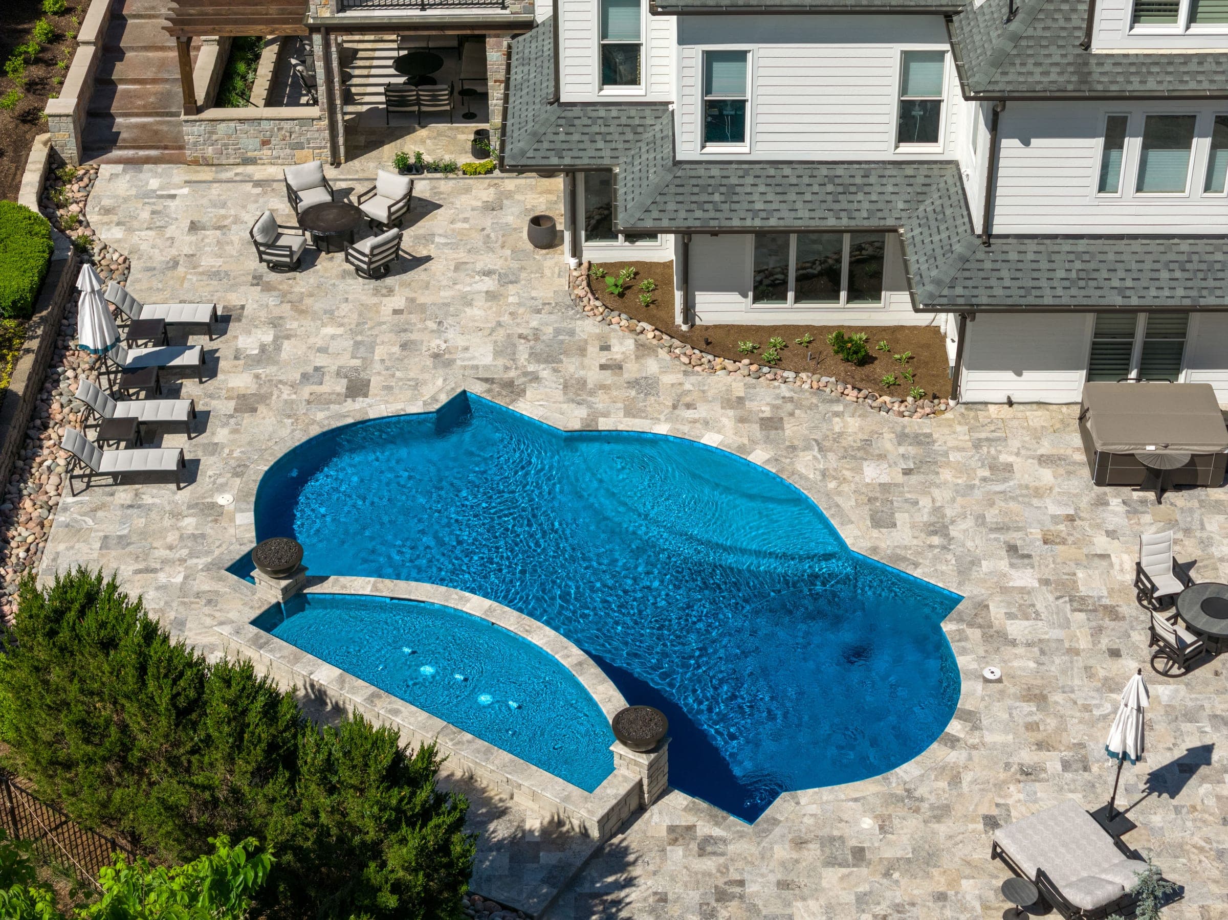 Backyard Pool Photography for a Chesterfield Home Build. Photo by Zach Dalin, St. Louis photographer.