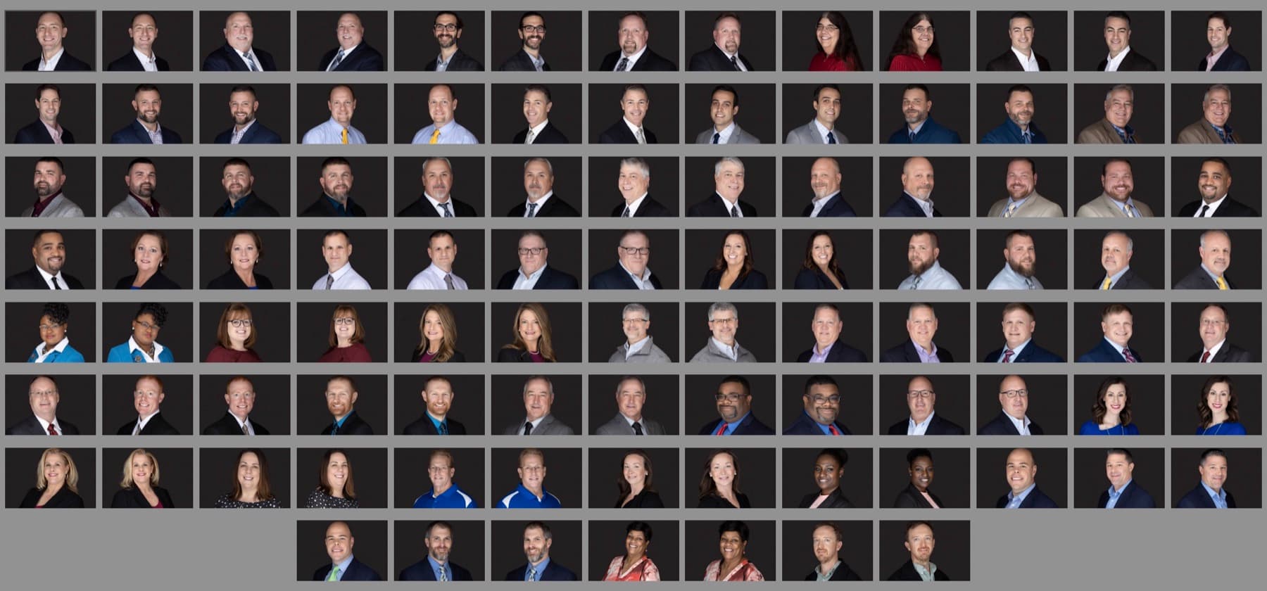 A full grid of matched corporate team headshots from an on-site St. Louis headshot day